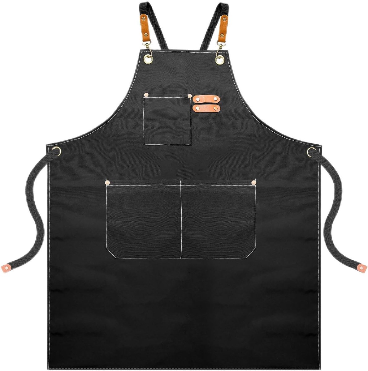 Dailygoods - Kookschort, barbecueschort voor mannen en vrouwen, met zakken en verstelbare riem voor keuken, koken, bakken, ideaal als cadeau voor mannen, oma of opa (zwart)