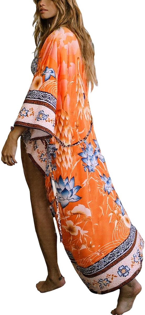 Dailygoods- Vest Dames Katoen - Lange Kimono - Strandjurk - Cover-up - Plus Size - Perfect voor Vakantie