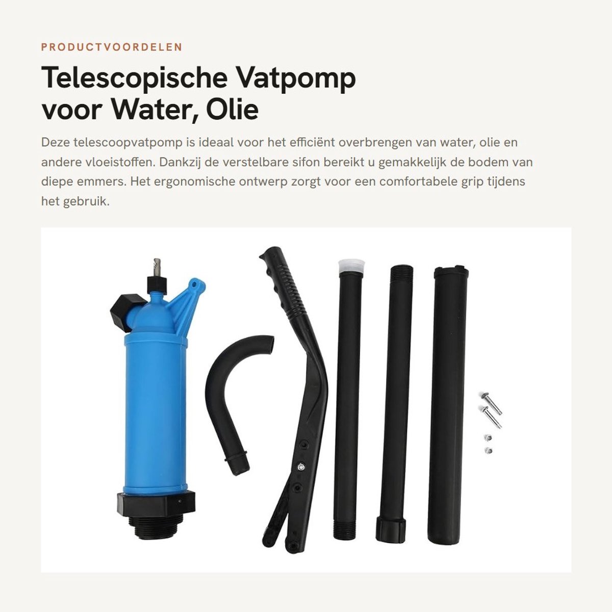 Dailygoods - Telescopische Vatpomp voor Water, Olie en Vloeistoffen met Verstelbare Sifon