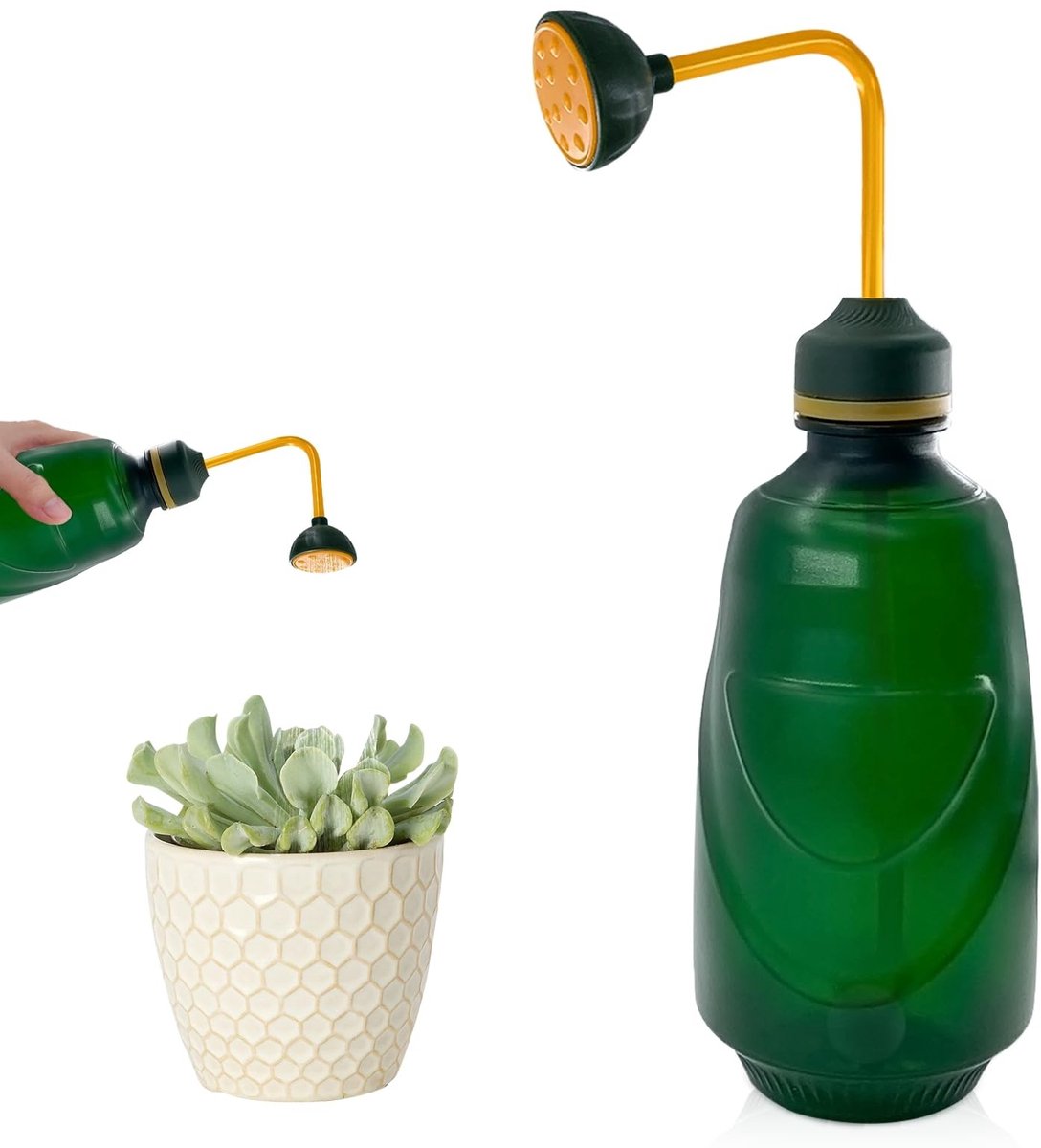 Dailygoods - 450 ml kleine gieter voor planten, kan omgekeerd worden bewaterd, geschikt voor zaailingen en gevoelige planten (groen)