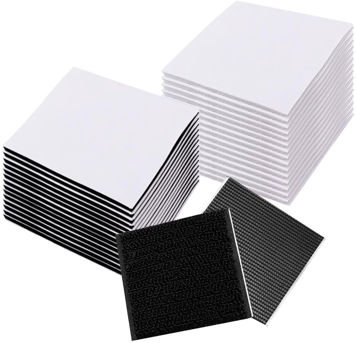 Dailygoods - Zelfklevende Kleverige Pads -30st Klittenband Pads en Loop Tape Strips, Antislip bankkussen Pad, Vaste Tapijt Pads, voor Thuis, Kantoor (Vierkant, 15 zwart, 15 wit)