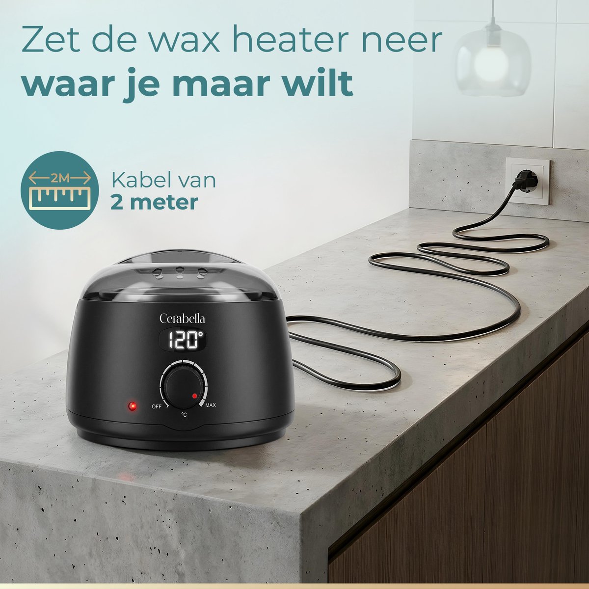 Cerabella® Professionele Wax Apparaat - Complete Set Inclusief 400 gram Wax Bonen - Ontharing Set voor Thuisgebruik - Wax Verwarmer - Wax Beans Heater - Wax Smelter Machine Pot - Zwart — cadeau in Verzorging - foto 2