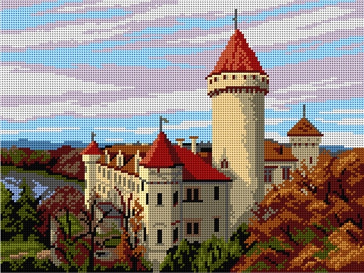 Voorbedrukt stramien - 3582 - The Konopiste Castle - ORCHIDEA 30 x 40 (STRAMIEN ZONDER GARENS)