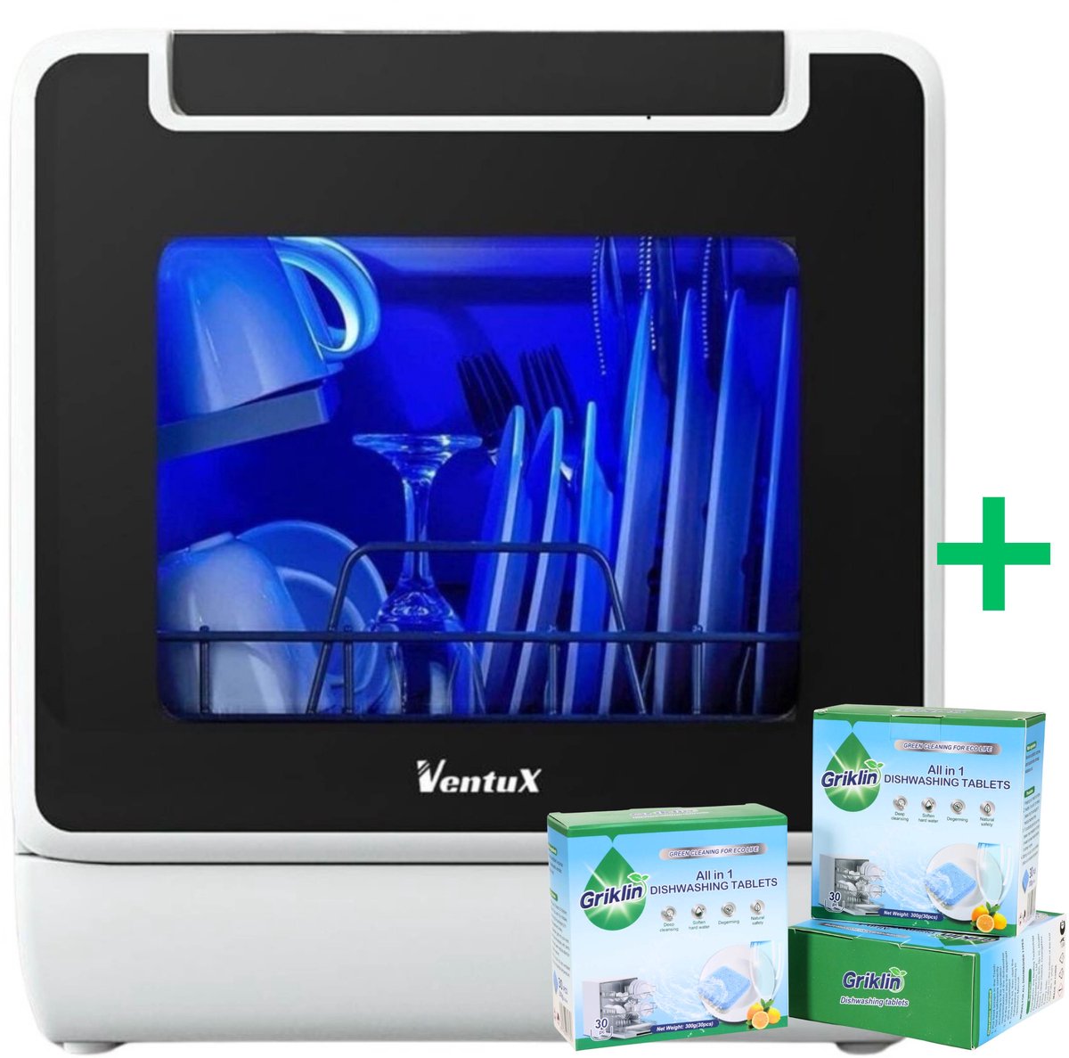 Ventux Mini Vaatwasser Incl. App - 8 Programma’s