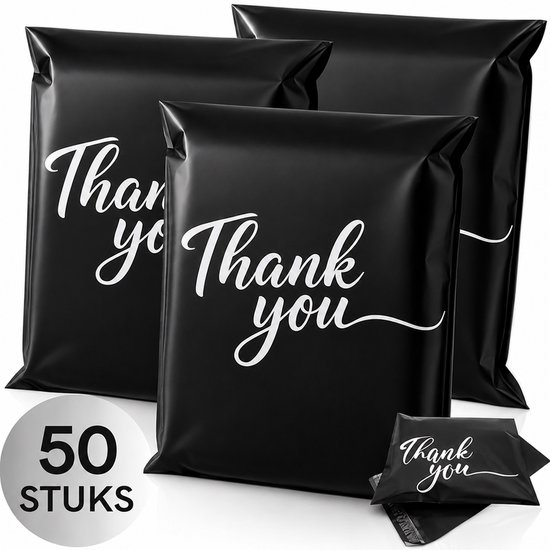 Sacs d'expédition Twenty4seven® « Merci » - 50 pièces, 30 x 40 cm - pour cadeaux, boutique en ligne et Vêtements