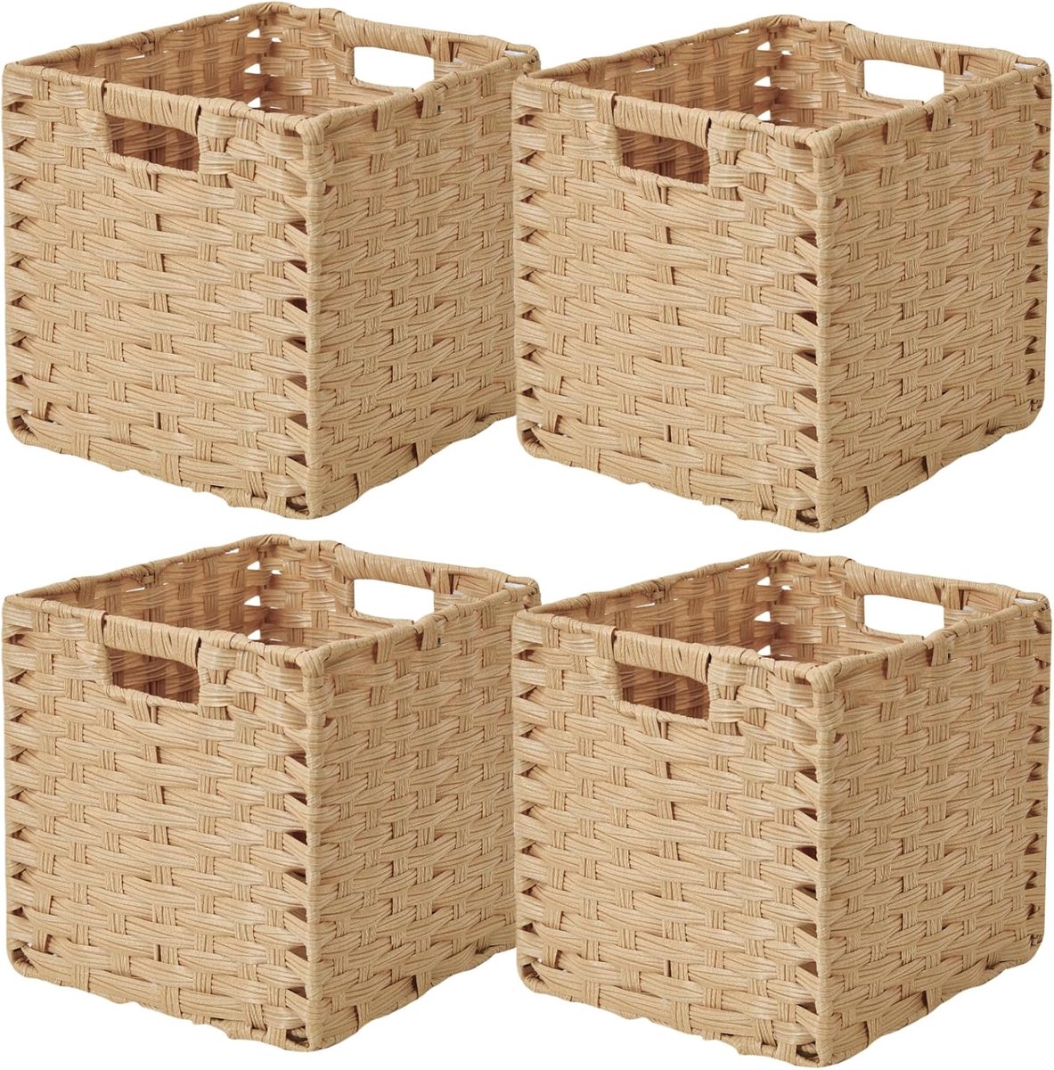 Imitatie rotan opbergmand, beige (4 stuks, 25x25cm)