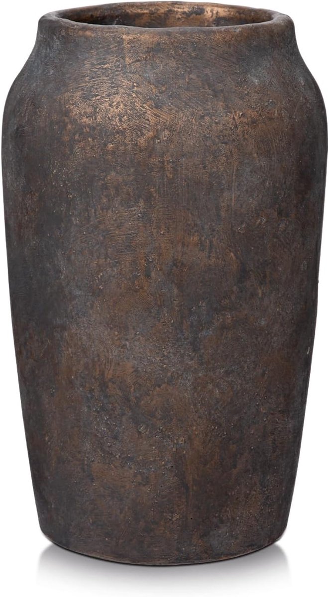 rustieke vaas voor bloemen 23 cm cement vaas 4,3 inch opening grote bruine vazen vintage boerderij vazen voor pampasgras droge planten woonkamer tafel entree badkamer plank schoorsteen