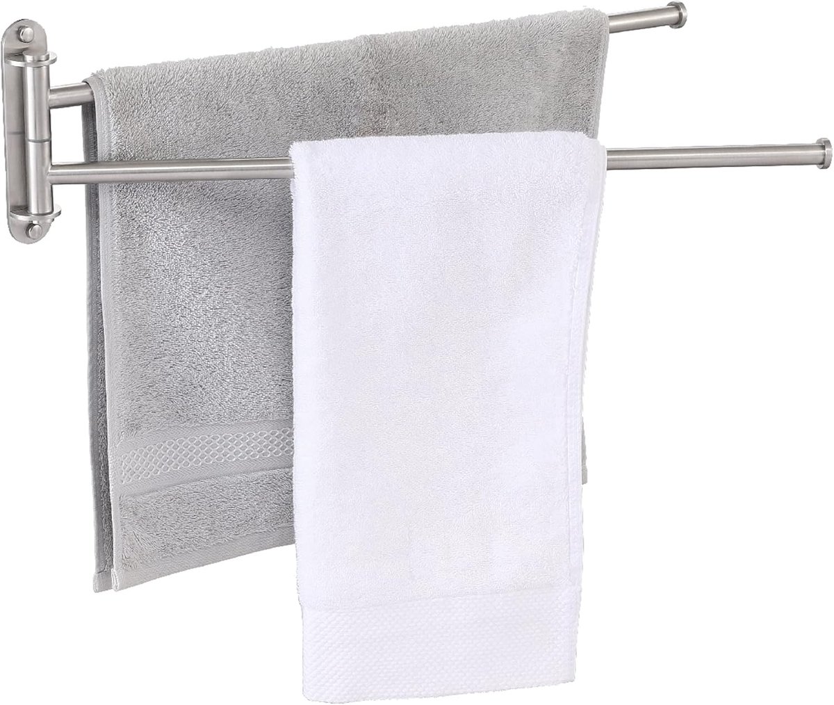 A2103S2L50 Handdoekenrek voor badkamer, draaibaar, met 2 armen van 49,5 cm, uitklapbare dubbele handdoekstang, aan de muur gemonteerd, SUS304 roestvrij staal, geborstelde afwerking