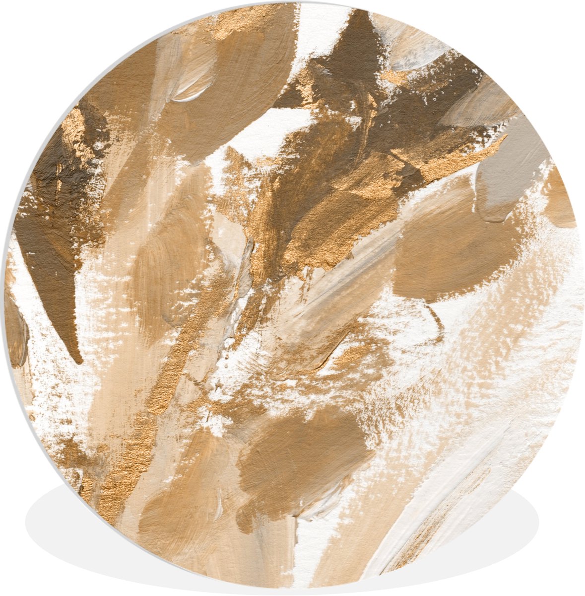 WallCircle® Wandcirkel 60x60 cm - Muurcirkel Verf - Goud - Wit - Muurdecoratie woonkamer -