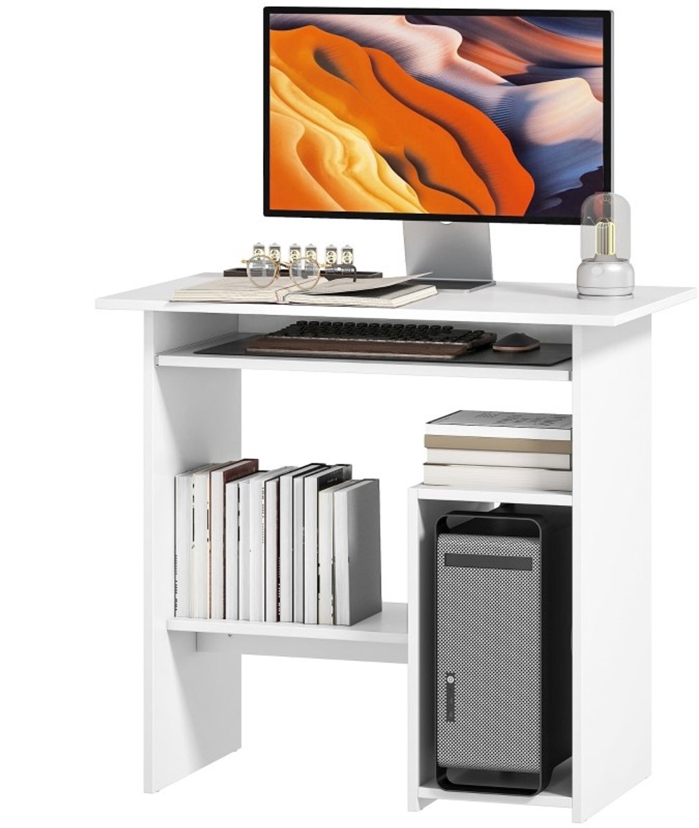 YYchan computerbureau - wit - 80 x 45 x 75 cm - met opbergruimte
