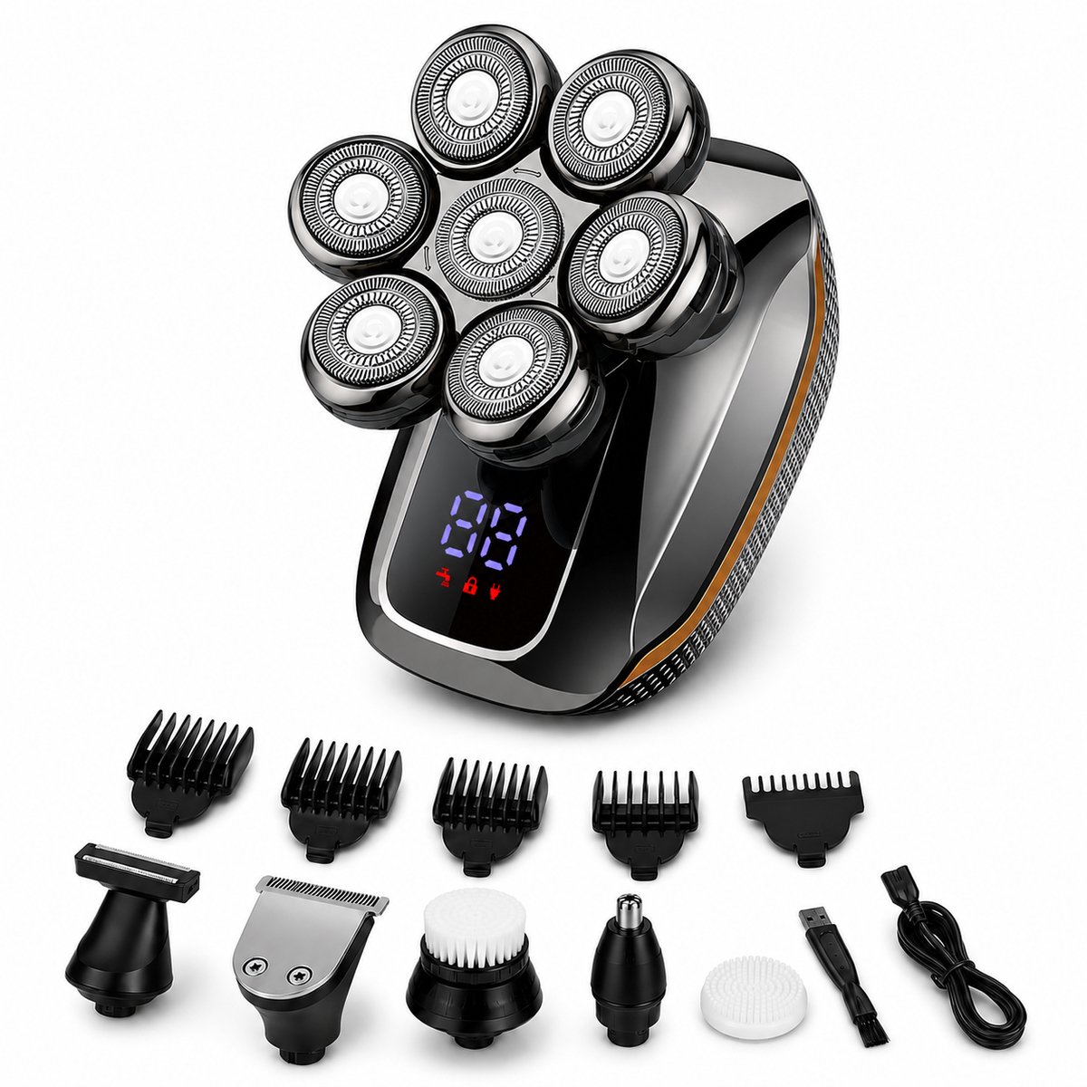 7 in 1 Scheerapparaat Mannen Deluxe - Gezicht en Hoofd Trimmer - Head Shaver - Elektrisch Scheerapparaat