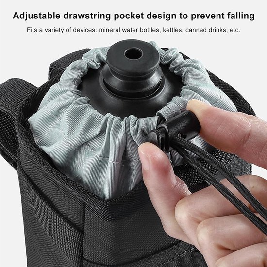 Fiets flessenhouder - Drinkfles houder - Hydratatie onderweg - Verstelbare riem - 16.5 x 9 x 9 cm - Zwart — afbeelding 4