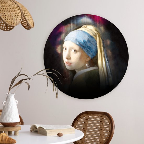 Cercle mural - Plastique - Boucle d'oreille La Fille à la perle - Vermeer - Art - ⌀ 60 cm