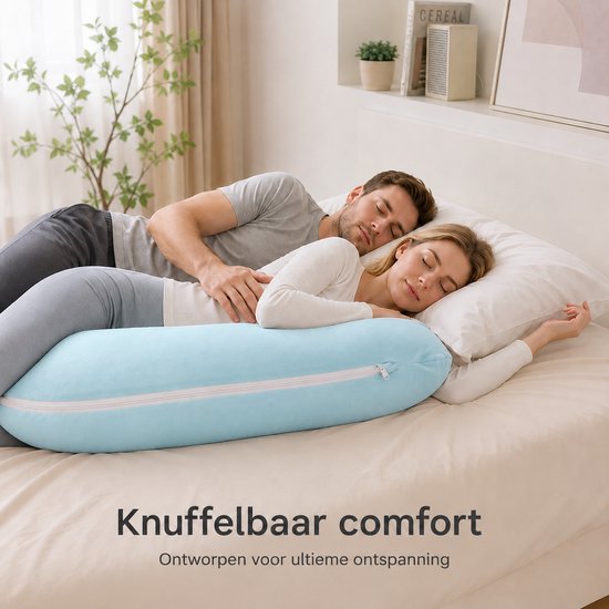 BOTC Zwangerschapskussen - Zijslaapkussen - Body Pillow - Kussen XL - Lightblauw van Merkloos — afbeelding 4