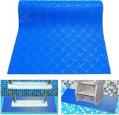SAVITA Zwembadladdermat - 24 X 91 Cm - Blauw - PVC - Antislip Visgraat Textuur - Beschermt Zwembadfolie - Ook Binnen Te Gebruiken