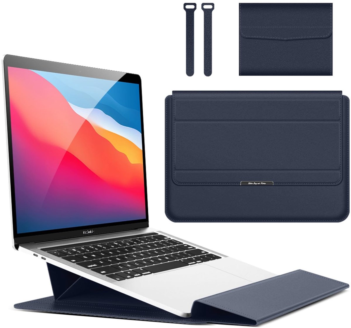 Dailygoods - Laptopbeschermhoes met standaard voor iPad Pro 12,9 inch (27,9 cm), MacBook Air M1 2020/Surface/Acer/Asus/Dell/Fujitsu/Lenovo/HP/Samsung/Sony draagtas PC blauw