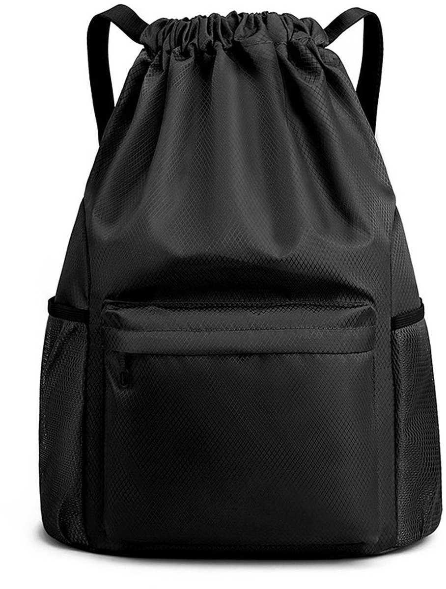Dailygoods - Sonew Tas met trekkoord, zwemtas, waterdicht, Oxford sporttas voor outdoor, training, fitness, zwart, zwart, Sport