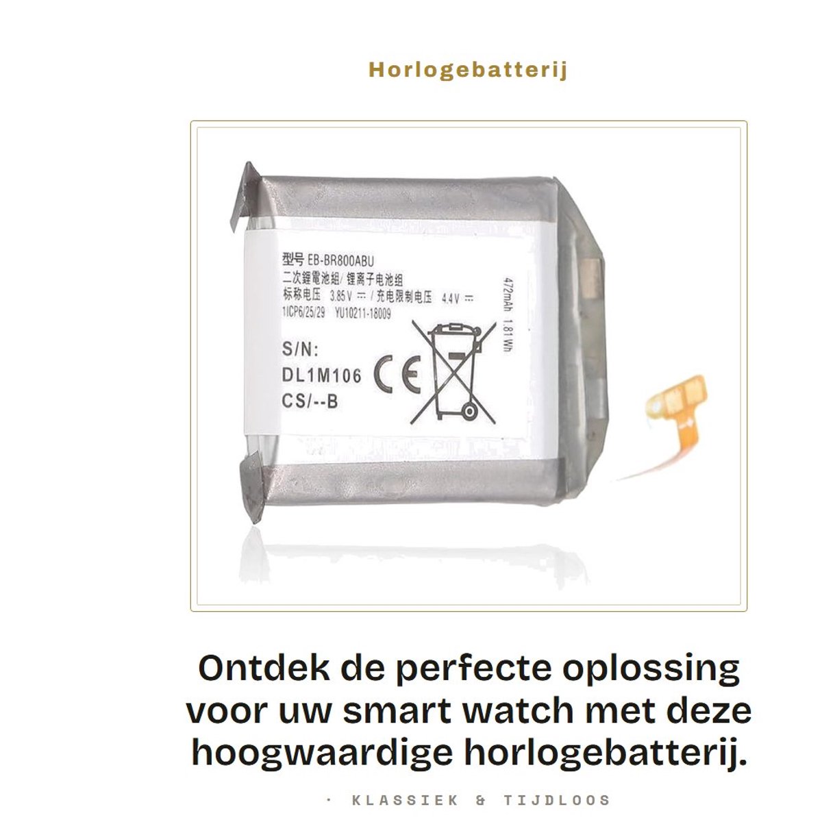 Dailygoods - Horlogebatterij - 472mAh Vervangen - Meerdere Beveiligingen - 3,85V - Smart Watch-Batterij - DIY-reparatie - Geschikt voor S4 46 Mm