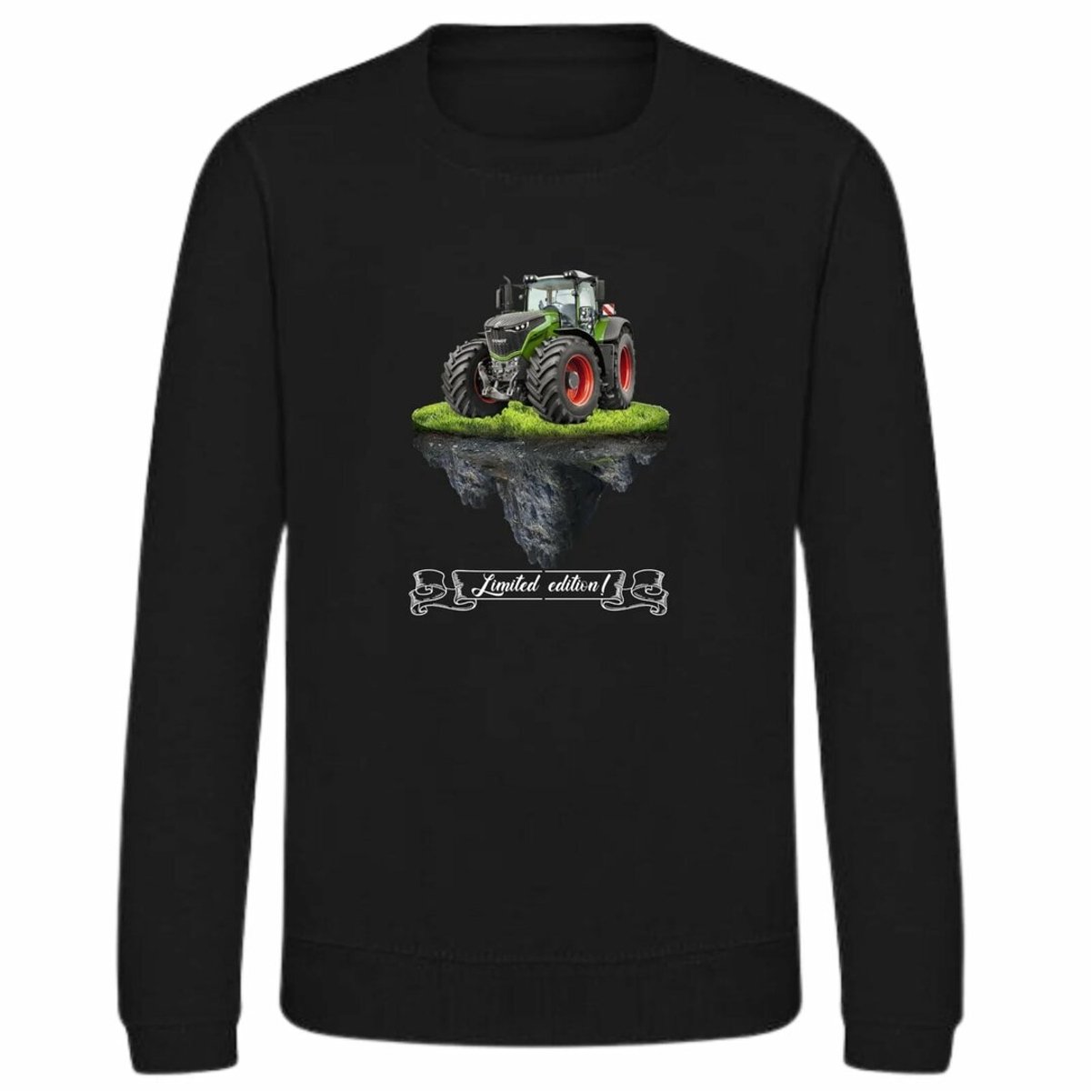 Zwarte sweater met tractor limited edition - Groene tractor met r - 122/128
