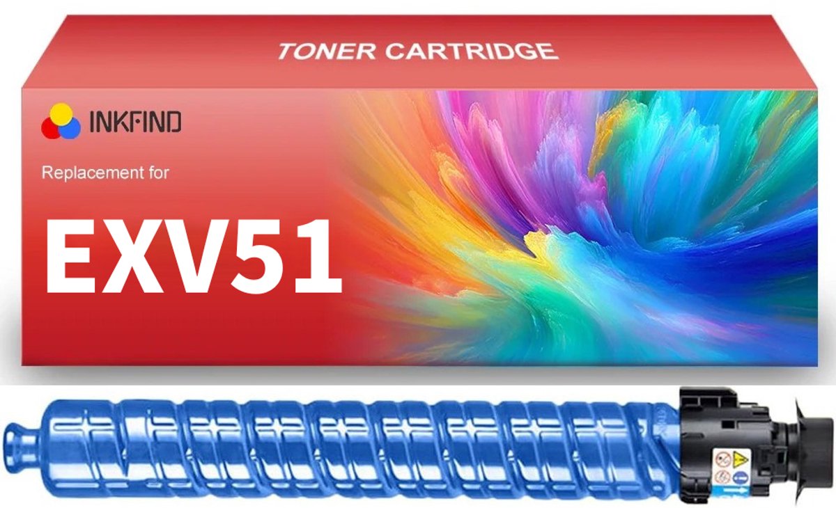 INKFIND EXV51 Cyaan tonercartridge compatibel met Canon C-EXV51 EXV51 Cyaan geschikt voor Canon imageRUNNER ADVANCE C5535/C5535i/C5535F/C5540/C5540i/C5540F/C5550/C5550i/C5550F/C5560/C5560i/C5560F - 1-pack Cyaan