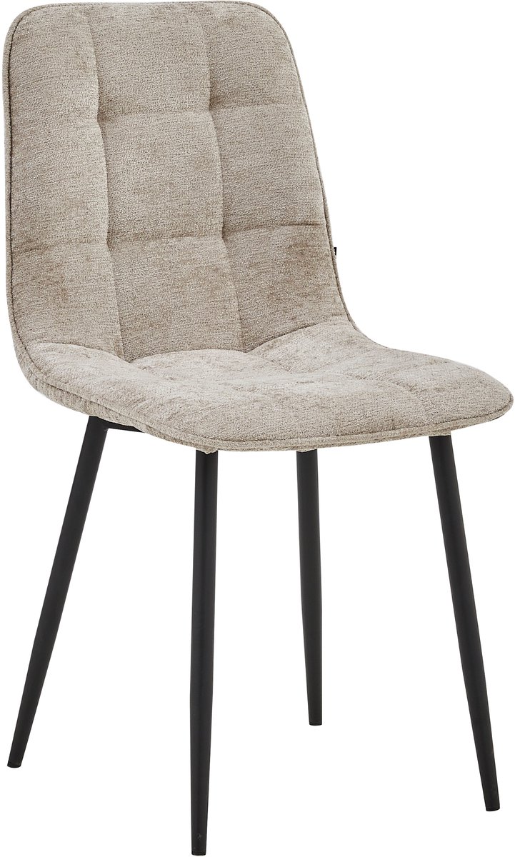 Colenis Bloqs Eetkamerstoel – Beige – Chenille – Set van 4