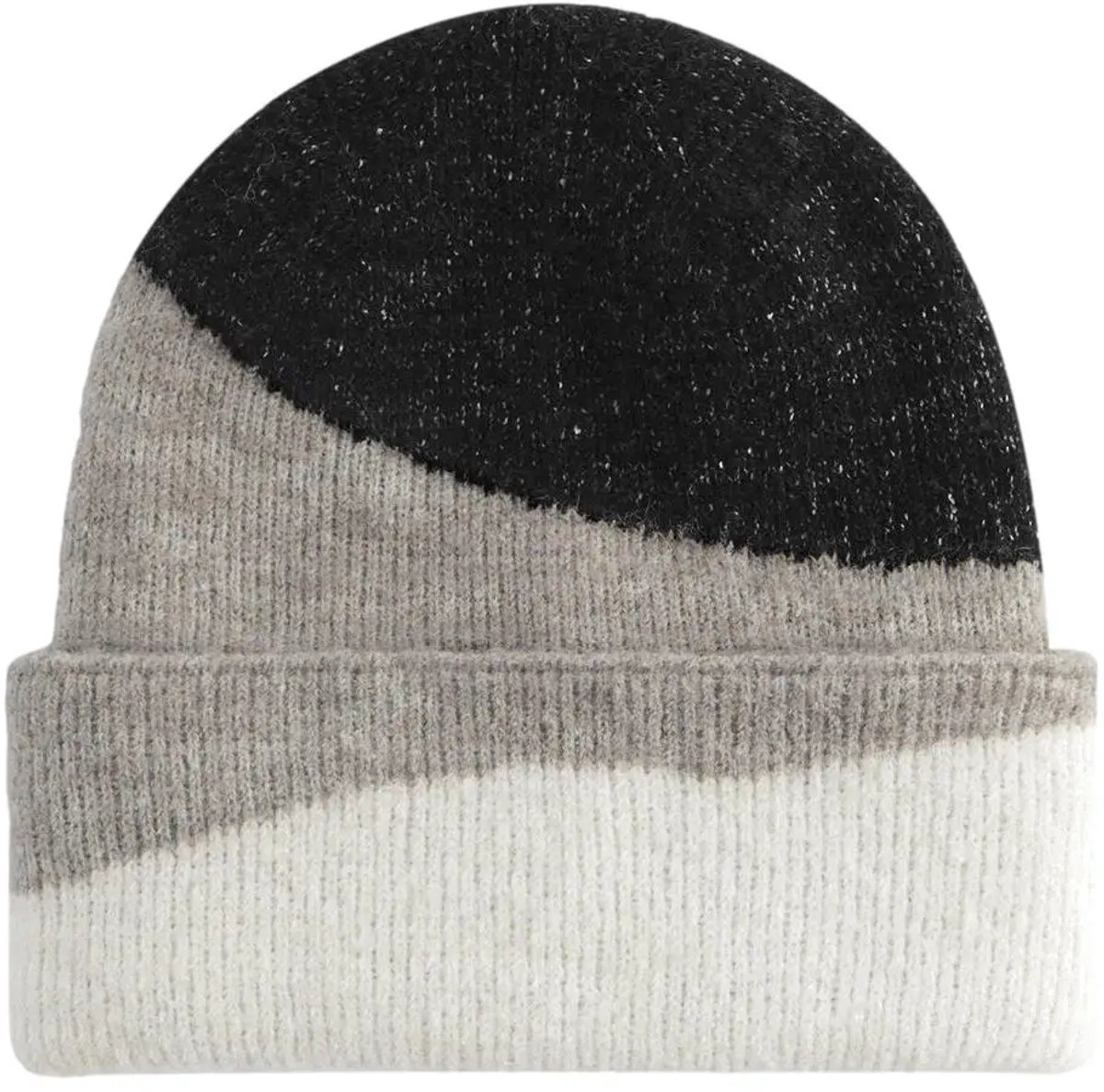 Soft Wave Beanie - Black/Light Grey/Soft White - One Size