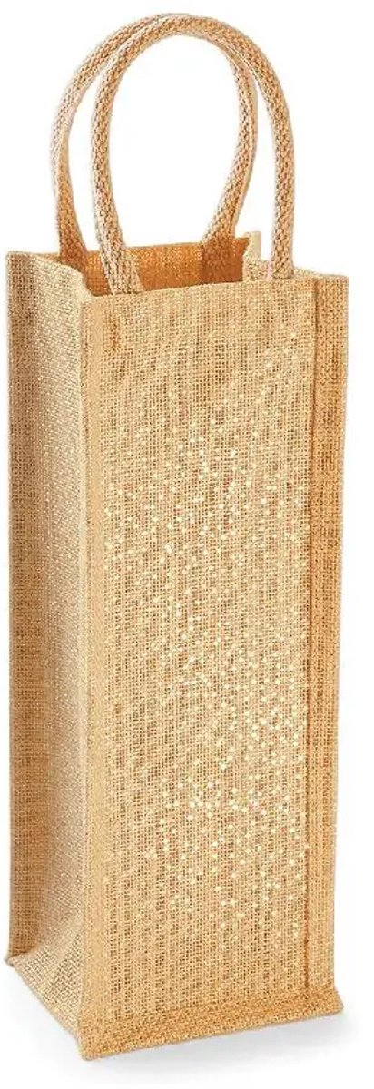 Westford Mill Shimmer Jute Bottle Bag WM433 - Natural Gold - 12 x 35 x 11 cm