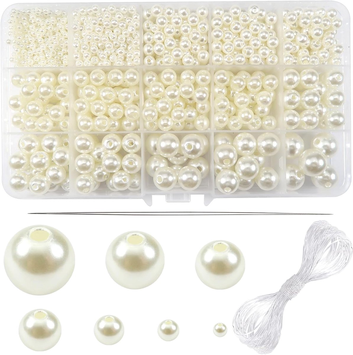 Kralen Ronde Beige Faux Parels 3 tot 14 mm Acrylkralen voor Vazenvulling Sieraden Maken Craft Kettingen Armbanden Oorbellen Ringen | Knutselkralen, gat ronde kralen, rijgen voor het maken van sieraden, halskettingen armbanden, sieraden knutselen