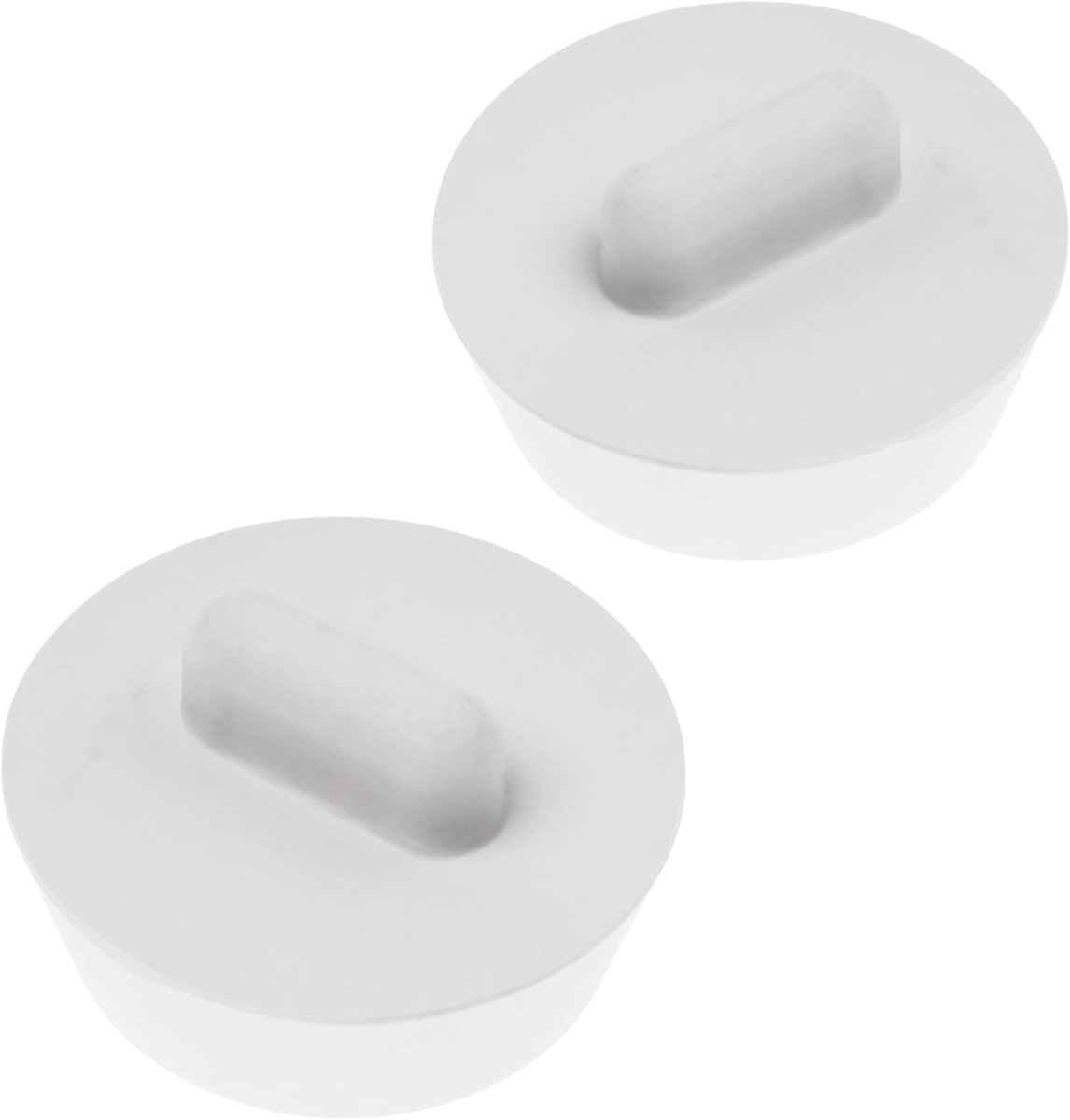 stop, 2 stuks, in wit, Ø 32 op 26,5 mm bovenzijde op onderzijde, rubberen afvoerplug voor 1 1/8" inch ventielbovenkanten, afvoerstop wastafel, wastafelstopper, badstopper
