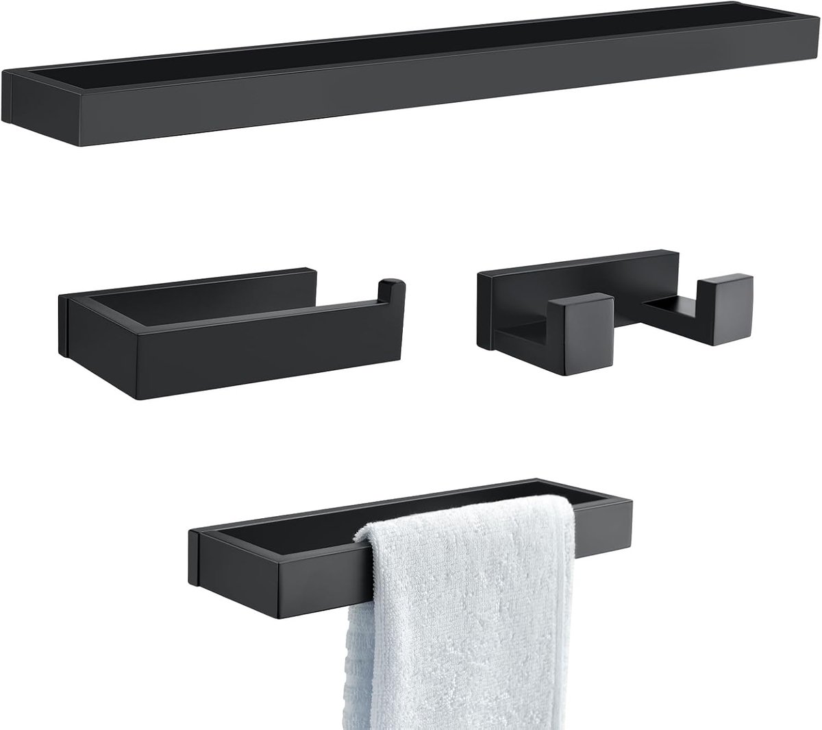 handdoekstangset, 4-delige badkameraccessoires set inclusief handdoekstang, handdoekring, handdoekhaak, toiletpapierhouder, roestvrijstalen wandgemonteerde handdoekrekset