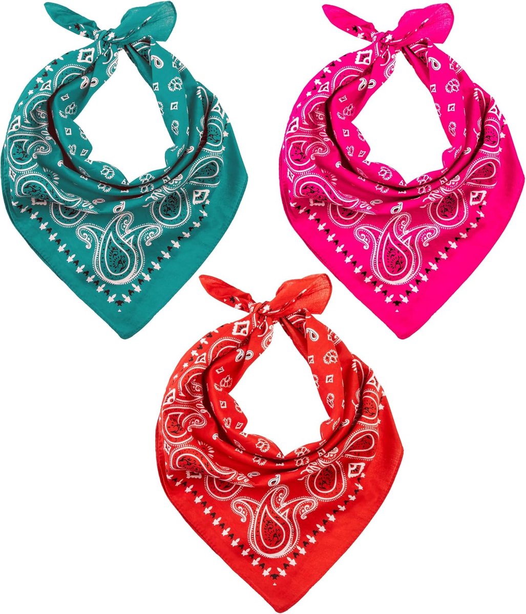 Sjaal - Katoenen Paisley Halsdoek voor Dames en Heren | 50 x 50 cm, 100% Katoen, Paisley Design, te Stylen als Hoofddoek of Nekdoek, Dagelijks Gebruik, Sport, Festivals, Reizen