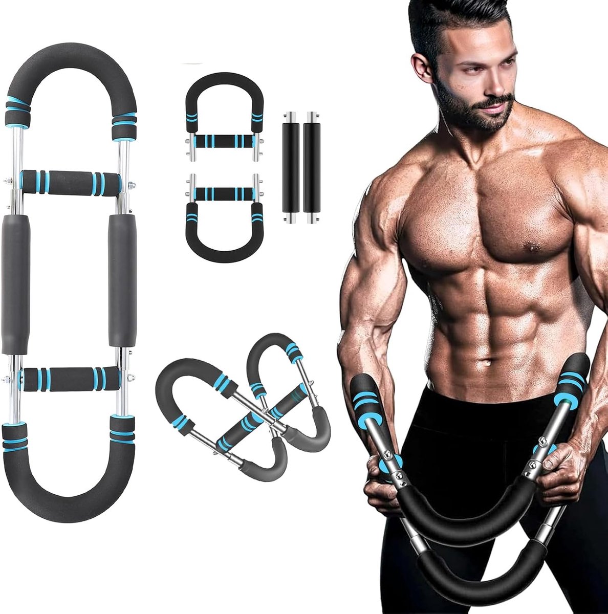 verstelbaar borsttrainingsapparaat, hometrainer, twister-armtrainer, draagbare power-twister-stang, afneembaar design, overal fitness