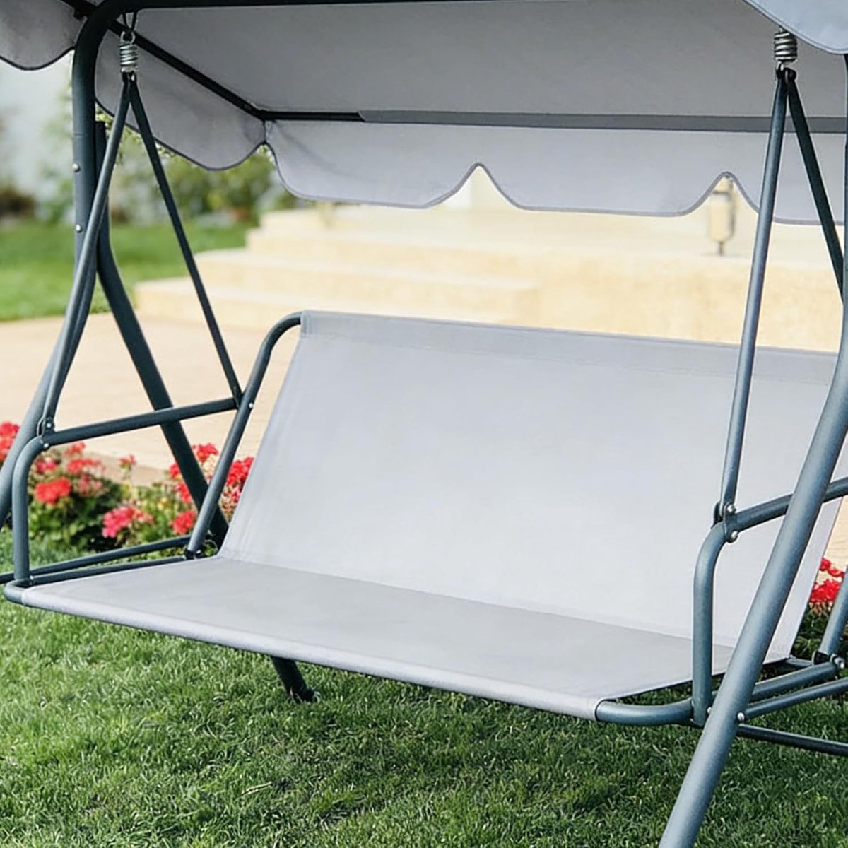 Schommelbank zit-vervanging, 148 x 50 x 50 cm, reserve-schommelbank, voor balkon en outdoor, 600D Oxford-weefsel, grijs