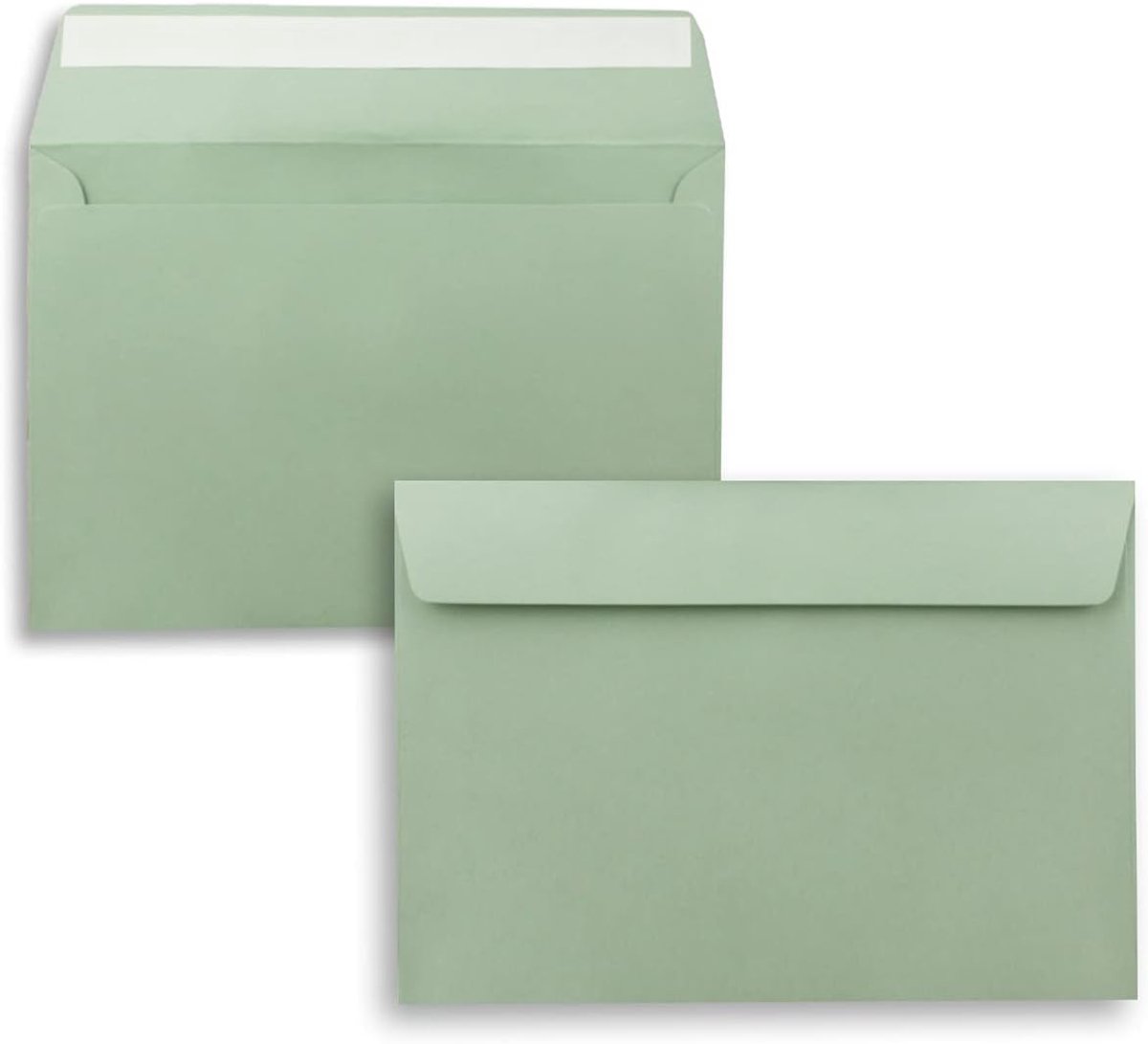 100x enveloppen DIN C5 Eucalyptus (Groen) - 16,2 x 22,9 cm - Zelfklevende sluiting - Edel enveloppen voor grote uitnodigingen en kaarten voor verjaardagen of bruiloften