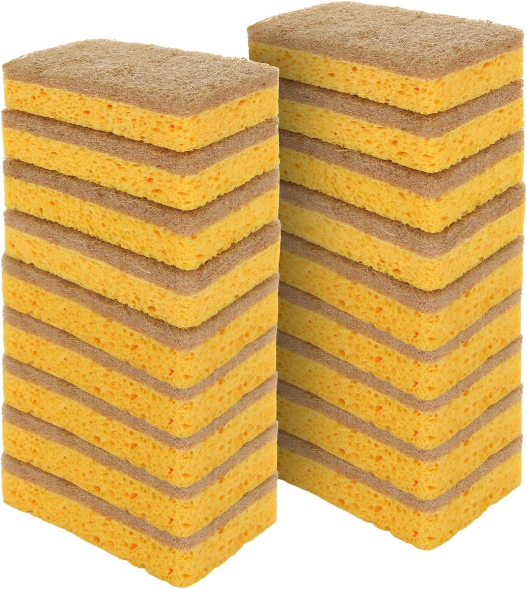 20 stuks spoelspons, biologisch afbreekbare spons, poetsspons van sisal, keukenspons, natuurlijke spons, afwassponzen voor keuken, servies, badkamer