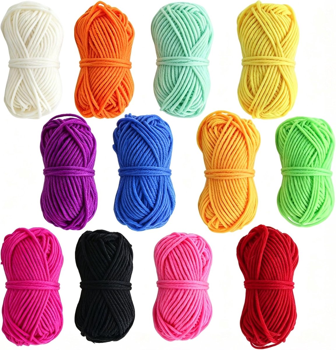 Garen voor Haken, 12 Bolletjes van 13g, 12 Kleuren, Zachte Acrylgaren voor Breien, Amigurumi en Handwerken