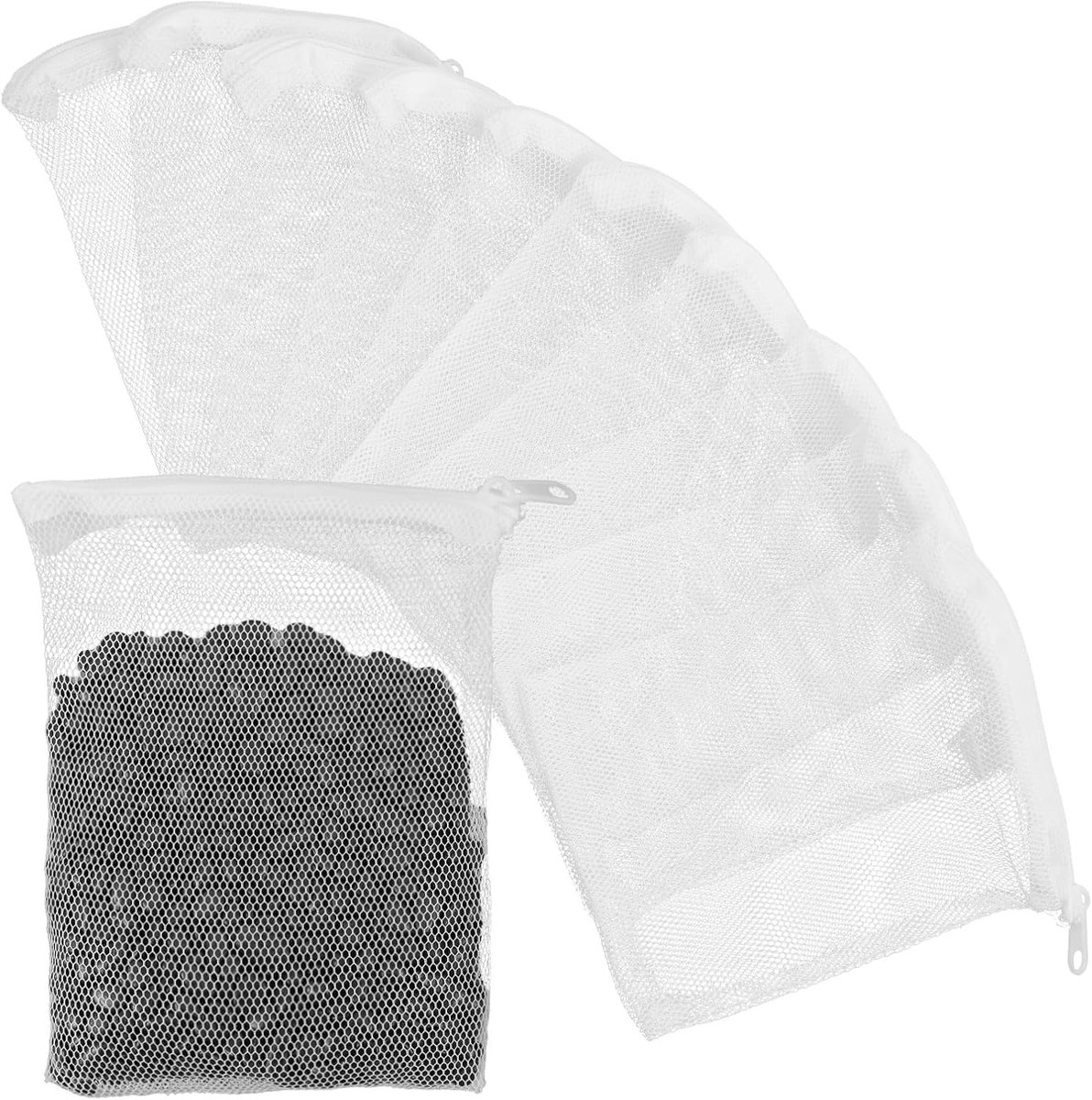 10 stuks filtermediatassen voor aquarium, herbruikbare filtermediatas, duurzame mesh aquariumviszakken, gaasfiltertas met rits voor actieve kool, enz. (6 "x 4")
