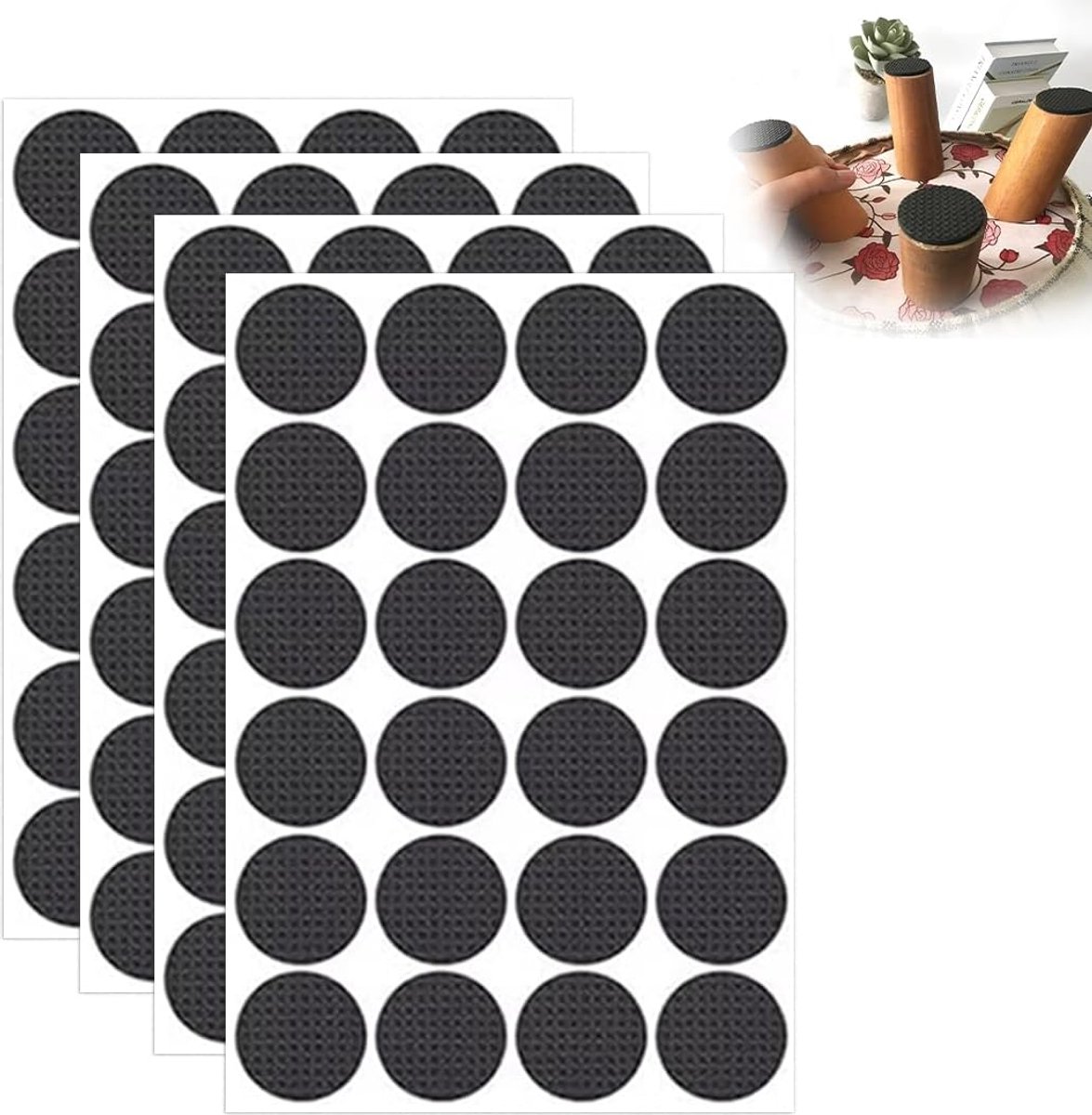 96 stuks zelfklevende ronde stoelviltjes 20 mm, viltjes voor zware meubels 4 mm dik, stoelviltjes voor houten vloeren, krasbestendig en geluiddempend, zwart