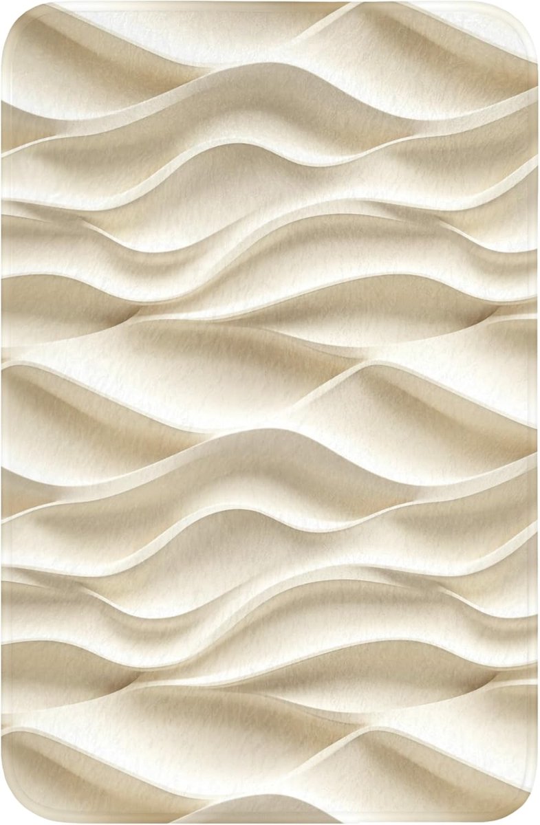 Badmat Rechthoekig 40x60 cm Badkamer Accessoires Bath Mat Anti Slip Wc Memory Foam Wasbaar Zacht Bathroom Toilet Mats Washable Lijnen - Golvend - Crème