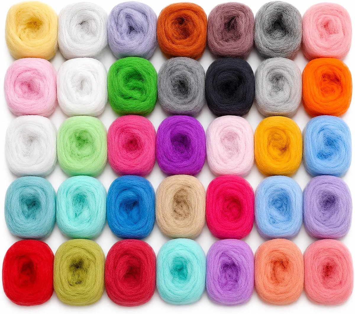 36 kleuren viltwol voor droogvilten, viltwol voor breien, vilt voor droogvilten, sprookjeswol voor filzen starterset, viltset schapenwol set viltwol voor natvilten voor DIY knutselprojecten voor