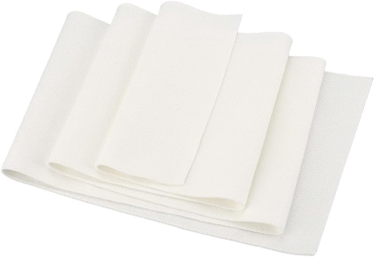 Katoenen rekbare gebreide ribstructuur stof, Ivoorwit buisvormige gebreide ribstructuur stof manchet materiaal voor kraag halsboords trim materiaal jas naaien, 99x14,7cm