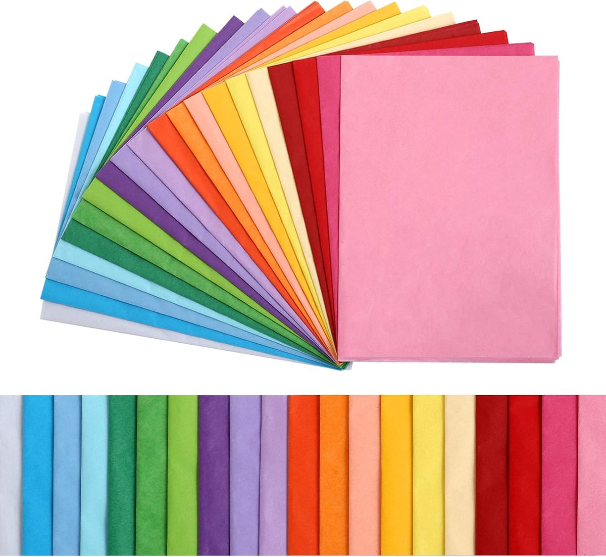 100 vellen zijdepapier, kleurrijk, 20 kleuren, 35 x 50 cm, voor creatieve vrije tijd en decoratie, doe-het-zelf, zijdepapier, verpakking, cadeau, Halloween, Kerstmis, feest, bruiloft
