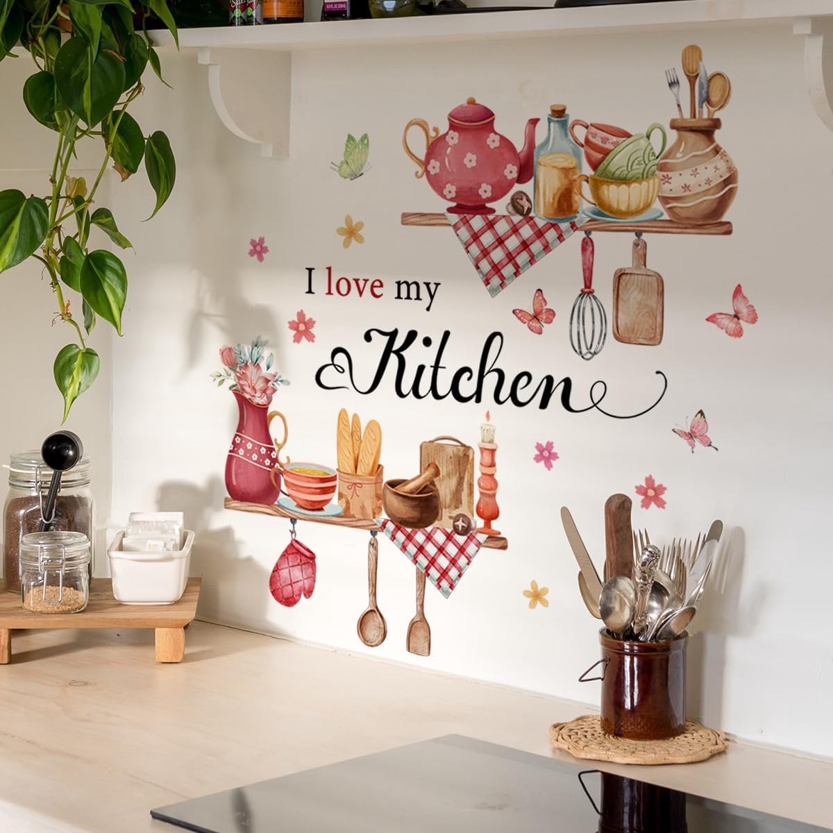Ik hou van mijn keuken muursticker eten belettering citaten zeggen muurstickers keuken eetkamer restaurant muur decor