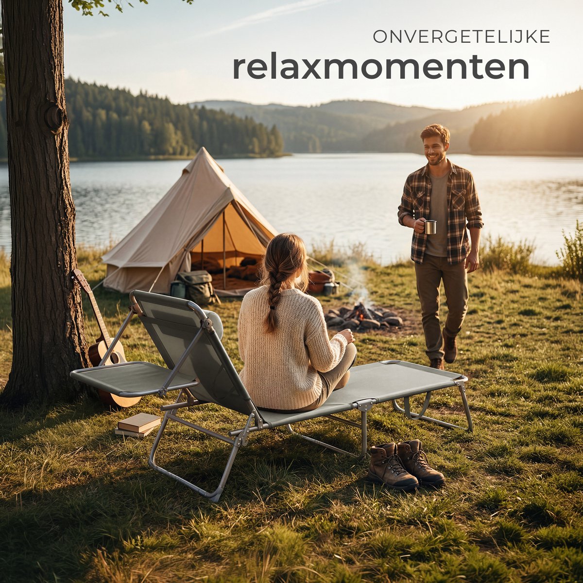 tectake® Ligstoel met Zonnescherm - Opvouwbaar Ligbed - Zonnebed met Verstelbare Rugleuning in 4 Standen - Inclusief Hoofdkussen - Strandstoel voor Buiten - Ideaal voor Tuin, Zwembad, Camping - Grijs — afbeelding 5
