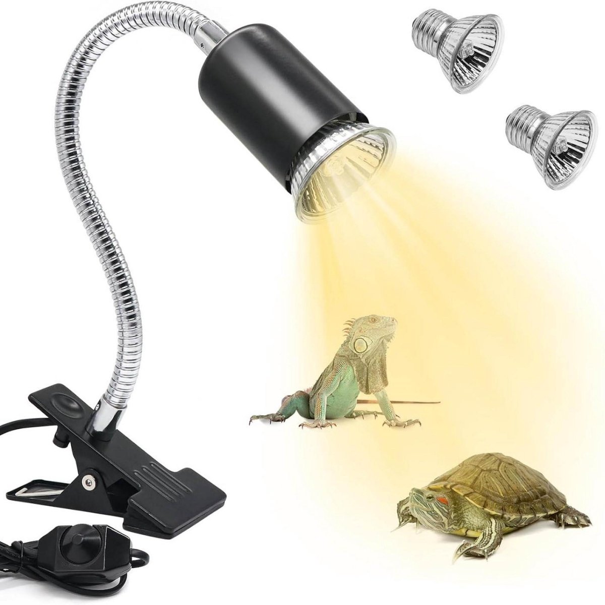 SSTRWGOOD Warmtelamp voor schildpadden – UVA/UVB-lamp voor reptielenverblijven – Terrarium-warmtelamp – 25W/50W – Met E27-fitting – Geschikt voor schildpadden, baardagamen, hagedissen en diverse reptielen