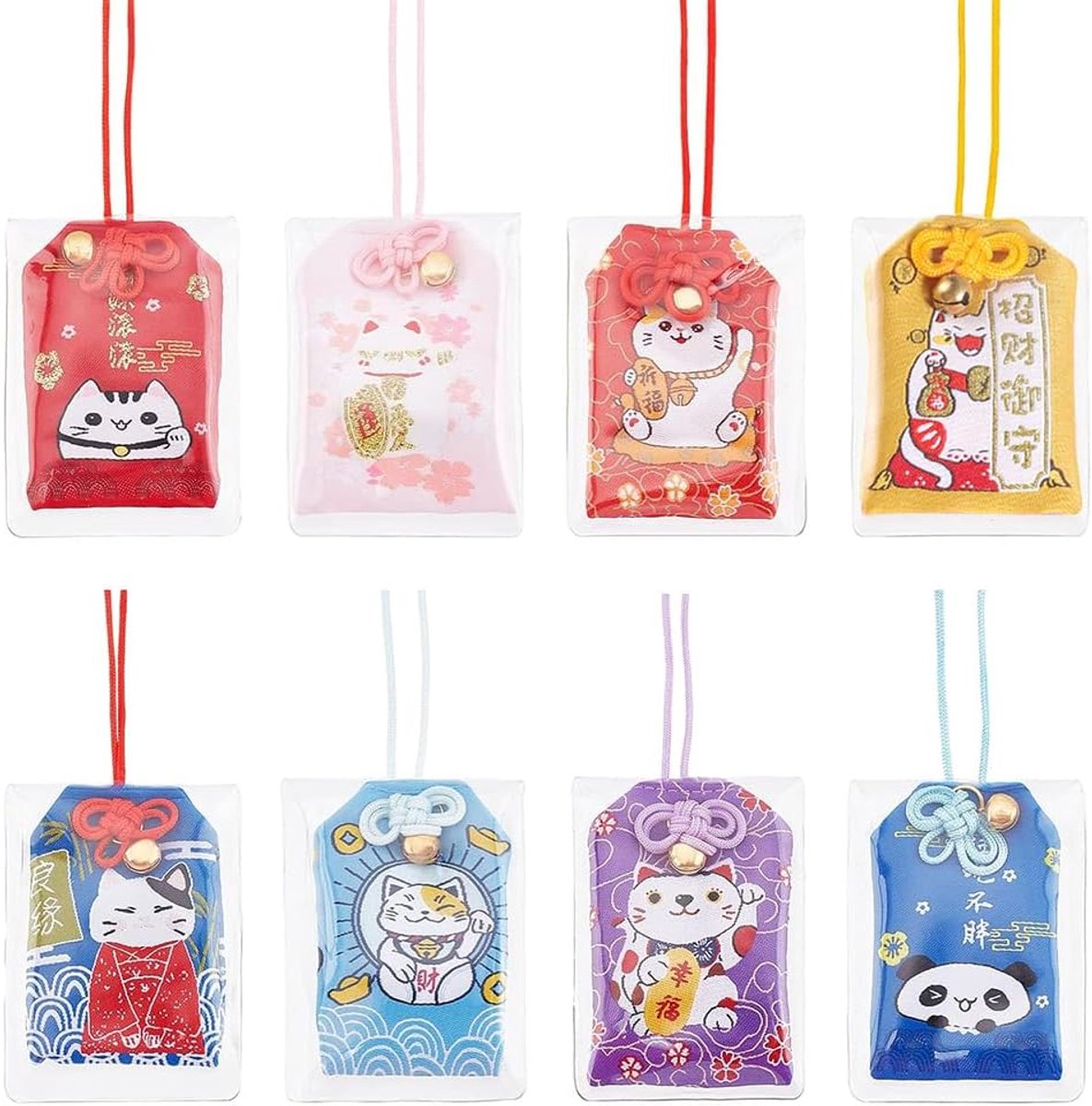 8 Stks Japanse Omamori Amulet Opknoping Zakje Charms Zegen Tas Home Decor Accessoires Opknoping Fortuin Tas Voor Geluk, Veel Luck Rijkdom Nieuwjaar Gift
