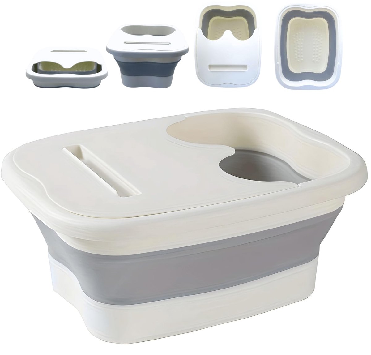SnelShoppen - Foot Spa, Voetbad, Opvouwbare Pedicure Bowl met Draaggreep, Set Voet Soaking Emmer, Wit - Ideaal voor Thuis, Wellness en Ontspanning