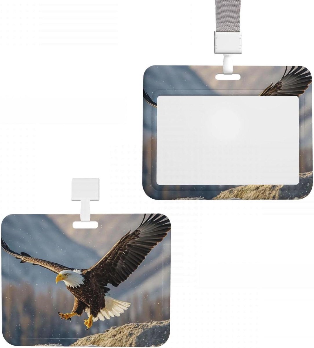 Glijdende ID-kaarthouder - Badge beschermhoes - Werk identificatie - Verticaal horizontaal gebruik - 10.2 x 7.6 cm - Adelaar ontwerp