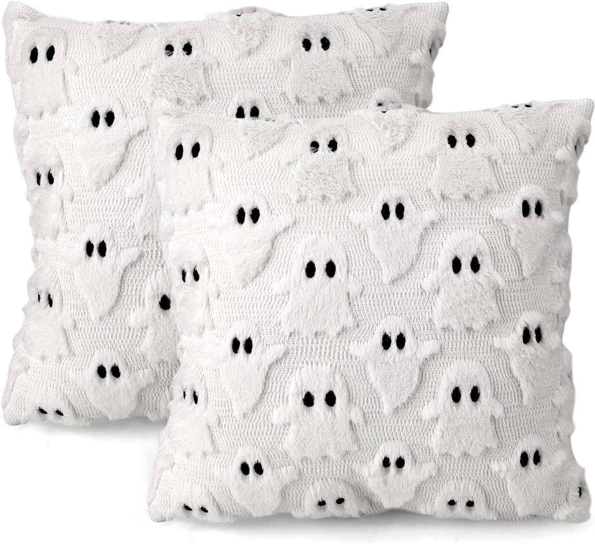 SnelShoppen - Set van 2 Halloween Kussenslopen 45x45 cm - Grappige Geest Decoratie voor Herfst - Esthetische Interieurdecoratie voor Feestdagen