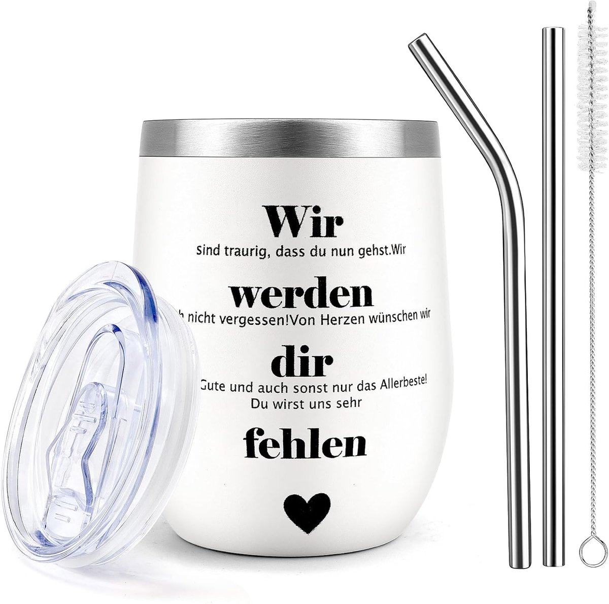 SnelShoppen - Thermobecher 360 ml RVS dubbelwandig geïsoleerd met Deksel - Ideaal als afscheids- en collega's cadeau voor kantoor, jobwissel en feeste